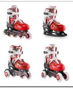 Αυξομειούμενα Πατίνια Roller INLINE/ICE-SKATES NILS EXTREME NH0320A 4 ΣΕ 1 Κόκκινο - MEDIUM (35-38)
