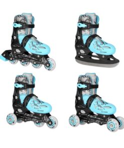 Αυξομειούμενα Πατίνια Roller INLINE/ICE-SKATES NILS EXTREME NH0320A 4 ΣΕ 1 Μπλε - SMALL (31-34)