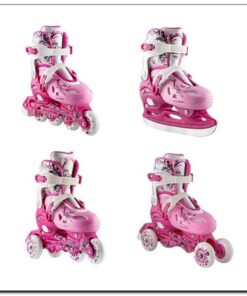 Αυξομειούμενα Πατίνια Roller INLINE/ICE-SKATES NILS EXTREME NH0320A 4 ΣΕ 1 Ροζ- Medium(35-38)