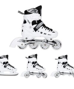 Αυξομειούμενα Roller NH10905 4 ΣΕ 1 INLINE SKATES NILS EXTREME ΑΣΠΡΟ ΜΕ LED ΤΡΟΧΟΥΣ -LARGE(39-42)