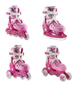 Αυξομειούμενα Πατίνια Roller Inline/Ice-Skates NILS EXTREME NH0320A 4 ΣΕ 1 Ροζ Small (31-34)
