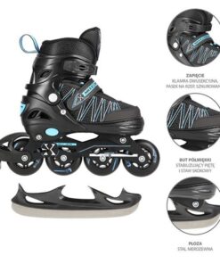 Αυξομειούμενα Roller NH11912 A 2σε1 Μαύρο/Μπλε Medium(35-38) IN-LINE SKATES/HOCKEY ICE SKATES