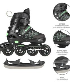 Αυξομειούμενα Roller NH11912 A 2σε1 Μαύρο/Πράσινο Medium(35-38) IN-LINE SKATES/HOCKEY ICE SKATES