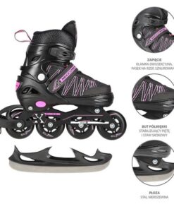 Αυξομειούμενα Roller NH11912 A 2σε1 Μαύρο/Ροζ Small(31-34) IN-LINE SKATES/HOCKEY ICE SKATES