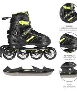 Αυξομειούμενα Roller NH18191 2 ΣΕ 1 Μαύρο/Πράσινο Medium (34-38) IN-LINE SKATES/HOCKEY ICE SKATES